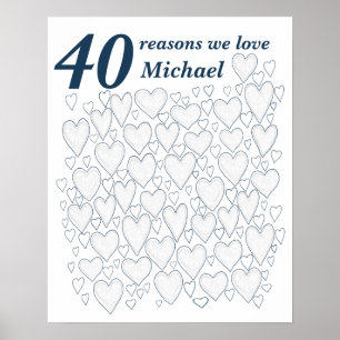 40th Birthday Poster - 40 Reasons We Love You