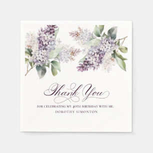 40th Birthday Purple Lilac Spring Flower Cocktail Napkin