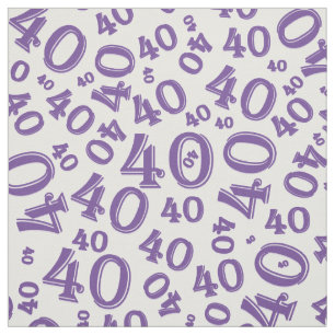 40th Birthday Purple/White Random Number Pattern Fabric