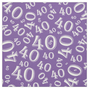 40th Birthday Purple/White Random Number Pattern Fabric