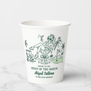 40th Birthday Queen of the Green Funny Golf Paper Cups