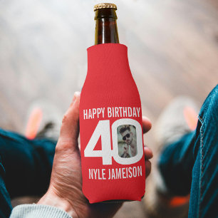 40th birthday red and white two photos Cooler