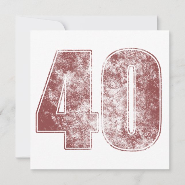 40th Birthday Red Grunge Card (Front)