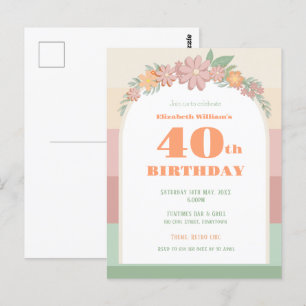 40th birthday retro Invitation Postcard