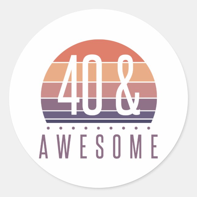 40th Birthday Retro Sunset Classic Round Sticker (Front)