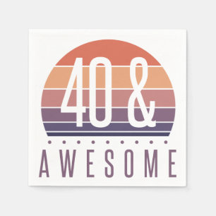 40th Birthday Retro Sunset Napkin