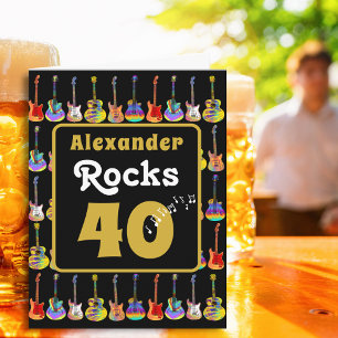 40th birthday Rock and Roll Guitar Personalised Card