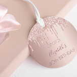 40th birthday rose gold blush glitter drips ornament<br><div class="desc">An ornament for a girly and glamourous 40th birthday. A faux rose gold background with an elegant faux rose gold glitter drips, paint drip look. The text: The name is written in dark rose gold with a modern hand lettered style script. Tempate for a date and age 40. Perfect as...</div>