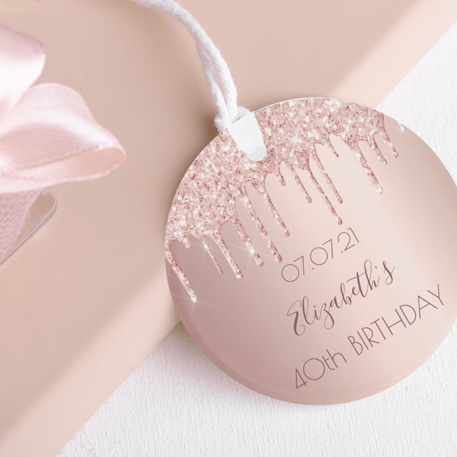 40th birthday rose gold blush glitter drips ornament (Creator Uploaded)