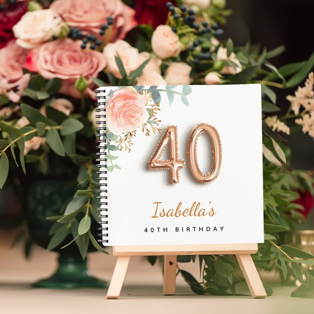 40th birthday rose gold eucalyptus guest book (Creator Uploaded)