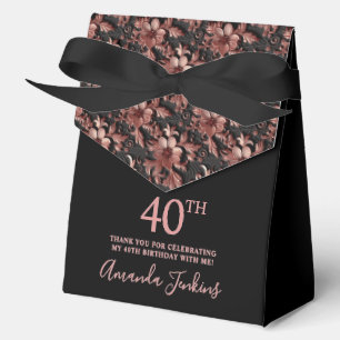 40th Birthday Rose Gold Floral Thank You  Favour Box