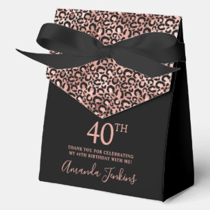 40th Birthday Rose Gold Leopard Print Thank You  Favour Box