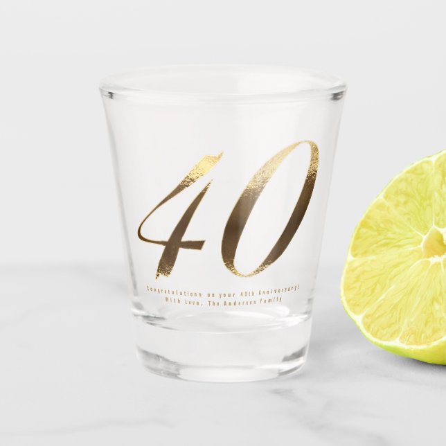 40th Birthday Ruby Wedding Anniversary Shot Glass (Front)