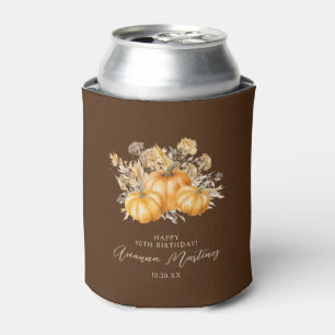 40th Birthday Rustic Boho Pumpkin Fall Foliage Can Cooler