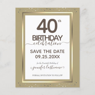 40th Birthday Save the Date Budget Invitation