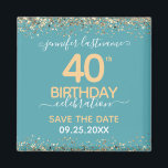 40th Birthday Save the Date Magnet<br><div class="desc">Elegant Faux gold glitter with shimmering confetti highlights on the top and bottom border. All text is adjustable and easy to change for your own party needs. Great elegant 40th birthday template design. Save the date magnet reminder.</div>