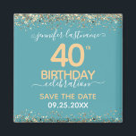 40th Birthday Save the Date Magnet<br><div class="desc">Elegant Faux gold glitter with shimmering confetti highlights on the top and bottom border. All text is adjustable and easy to change for your own party needs. Great elegant 40th birthday template design. Save the date magnet reminder.</div>
