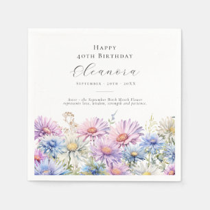 40th Birthday September Birth Flower Custom Napkin