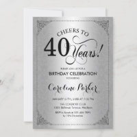 40th Birthday - Silver Damask