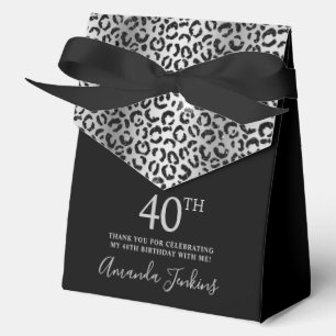 40th Birthday Silver Leopard Print Thank You  Favour Box