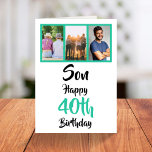 40th Birthday Son Green Modern Photo Collage Card<br><div class="desc">Put a smile on a face with this personalised 3 photo collage 40th birthday card for your son. - Simply click to personalise this design 🔥 My promises - This design is unique and is designed with you in mind 🙏 Thank you for supporting my small business - If you...</div>