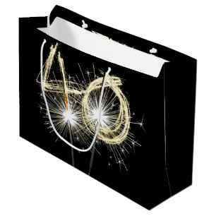 40th Birthday Sparklers On Black Large Gift Bag