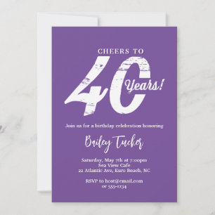 40th Birthday Spring Purple Women's Birthday Party Invitation