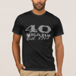 40th Birthday tee shirt for men |  Est. 1973 -2022<br><div class="desc">40th Birthday tee shirt for men |  Est. 1973 - 2022 Personalizable year number and colours. Cool gift idea for fortieth bday party.</div>