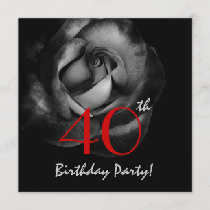 40th Birthday Template Silver and Red Rose V208