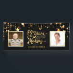 40th Birthday Then & Now Stars YEARS IN THE MAKING Banner<br><div class="desc">Honour and celebrate the one who's turning 40 and welcome party guests with this black and gold star themed banner sign featuring THEN and NOW photos and a a retro typography design stating 40 YEARS IN THE MAKING and integrating their birth year within the design. PHOTO TIP: For fastest/best results,...</div>