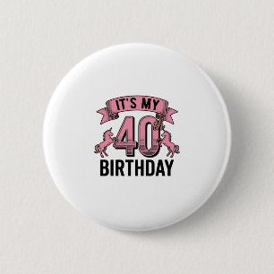 40th Birthday Unicorn Vintage Engraving Design_1 6 Cm Round Badge