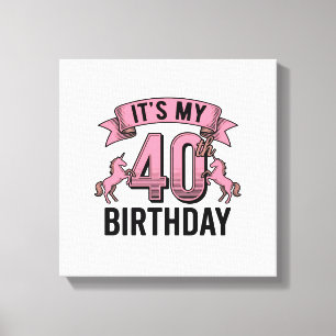 40th Birthday Unicorn Vintage Engraving Design_1 Canvas Print