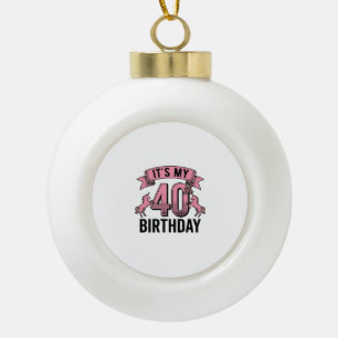 40th Birthday Unicorn Vintage Engraving Design_1 Ceramic Ball Christmas Ornament
