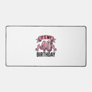 40th Birthday Unicorn Vintage Engraving Design_1 Desk Mat