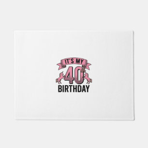 40th Birthday Unicorn Vintage Engraving Design_1 Doormat