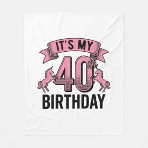 40th Birthday Unicorn Vintage Engraving Design_1 Fleece Blanket