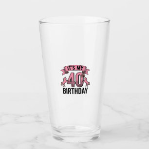 40th Birthday Unicorn Vintage Engraving Design_1 Glass