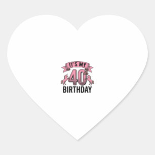 40th Birthday Unicorn Vintage Engraving Design_1 Heart Sticker