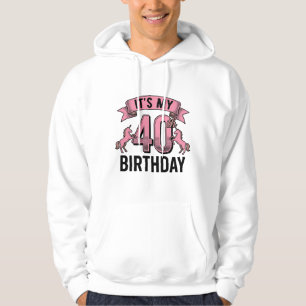 40th Birthday Unicorn Vintage Engraving Design_1 Hoodie