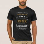 40th Birthday Vintage Black Gold Add Name Year T-Shirt<br><div class="desc">For those celebrating their 40th birthday we have the ideal birthday party t-shirt with a vintage feel. The black background with a white and gold vintage typography design is simple and yet elegant with a retro feel. Easily customise the text of this birthday gift using the template provided. See in...</div>