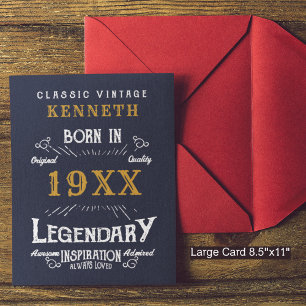 40th Birthday Vintage Blue Gold Add Name Year 