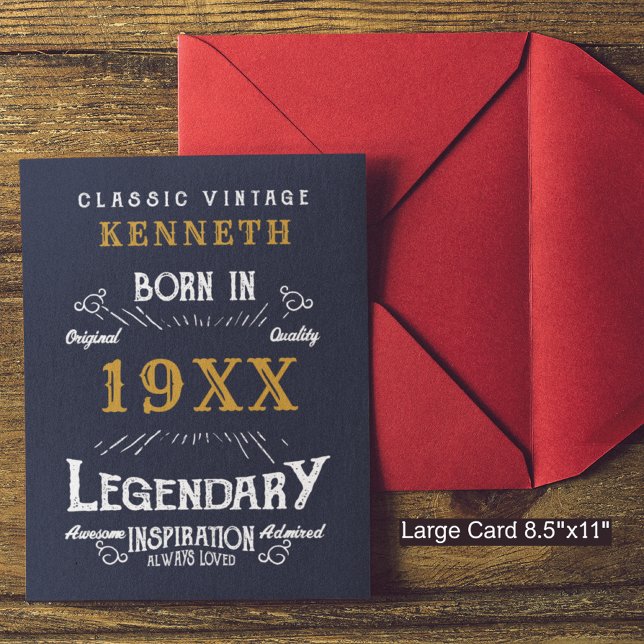 40th Birthday Vintage Blue Gold Add Name Year  (Creator Uploaded)