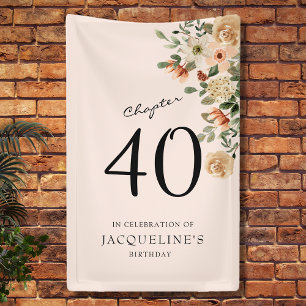 40th Birthday Vintage Floral Banner