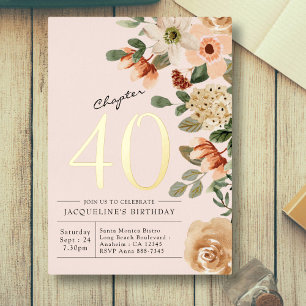 40th Birthday Vintage Floral Peach Chapter 40