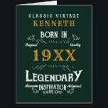 40th Birthday Vintage Green Gold Add Name Year<br><div class="desc">For those celebrating their 40th birthday we have the ideal birthday party card with a vintage feel. The green background with a white and gold vintage typography design is simple and yet elegant with a retro feel. Easily customise the text of this birthday gift using the template provided. See in...</div>