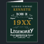 40th Birthday Vintage Green Gold Add Name Year<br><div class="desc">For those celebrating their 40th birthday we have the ideal birthday party card with a vintage feel. The green background with a white and gold vintage typography design is simple and yet elegant with a retro feel. Easily customise the text of this birthday gift using the template provided. See in...</div>