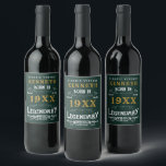 40th Birthday Vintage Green Gold Add Name Year Wine Label<br><div class="desc">For those celebrating their 40th birthday we have the ideal birthday party wine label with a vintage feel. The green background with a white and gold vintage typography design is simple and yet elegant with a retro feel. Easily customise the text of this birthday gift using the template provided. See...</div>