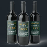 40th Birthday Vintage Green Gold Add Name Year Wine Label<br><div class="desc">For those celebrating their 40th birthday we have the ideal birthday party wine label with a vintage feel. The green background with a white and gold vintage typography design is simple and yet elegant with a retro feel. Easily customise the text of this birthday gift using the template provided. See...</div>