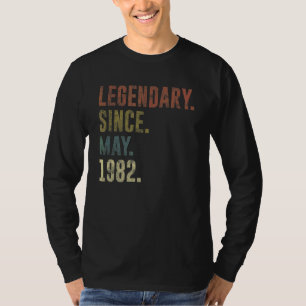 40th Birthday Vintage Legendary Since May 1982 T-Shirt