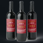 40th Birthday Vintage Red Gold Add Name Year Wine Label<br><div class="desc">For those celebrating their 40th birthday we have the ideal birthday party wine label with a vintage feel. The red background with a white and gold vintage typography design is simple and yet elegant with a retro feel. Easily customise the text of this birthday gift using the template provided. See...</div>